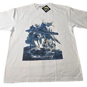 45th T shirt UNIQLO JAPAN L White Mobile Suit Gundam Mercury Witch anime US M